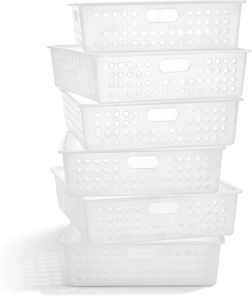 Geetery 6 Pack Classroom Storage Baskets with Handle,Clear