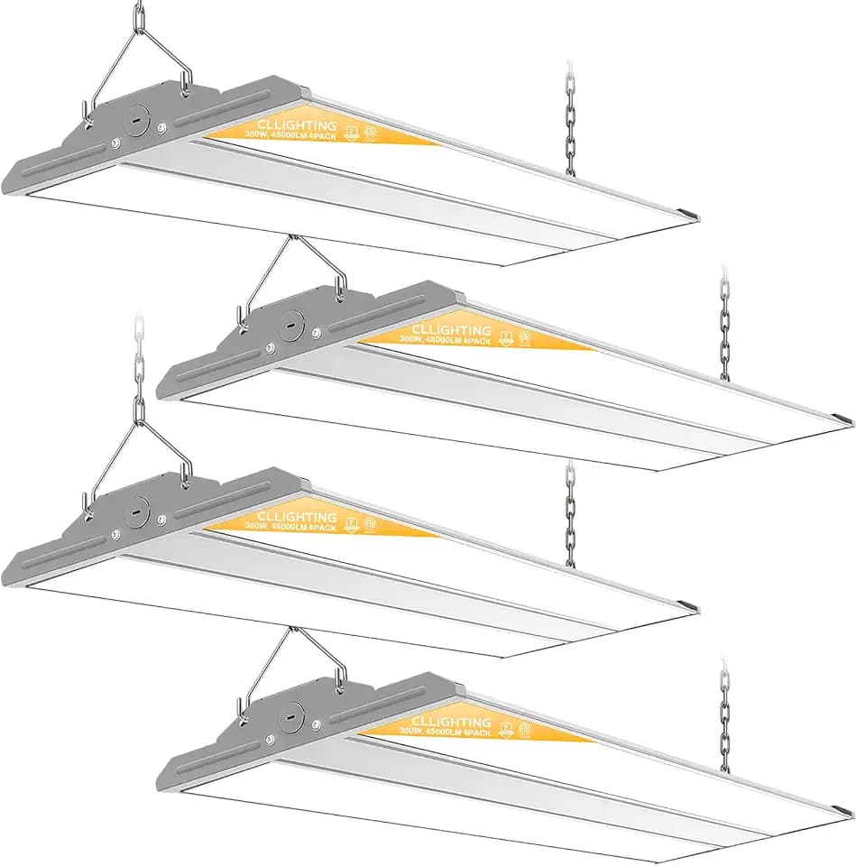 High Bay LED Shop Lights 4 Pack, Switchable 300W/240W/200W & 4000K/5000K