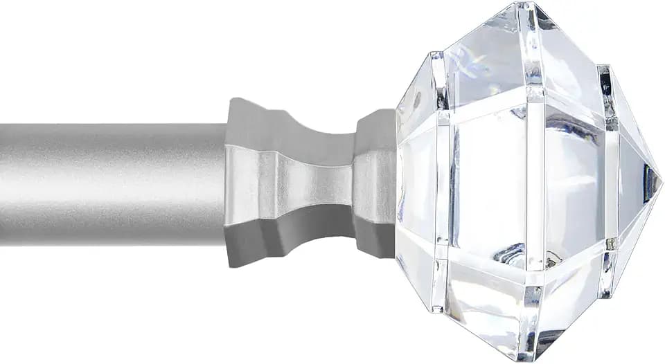 TONIAL Curtain Rods for Windows, 32 to 115 Inch, Acrylic Diamond Finial