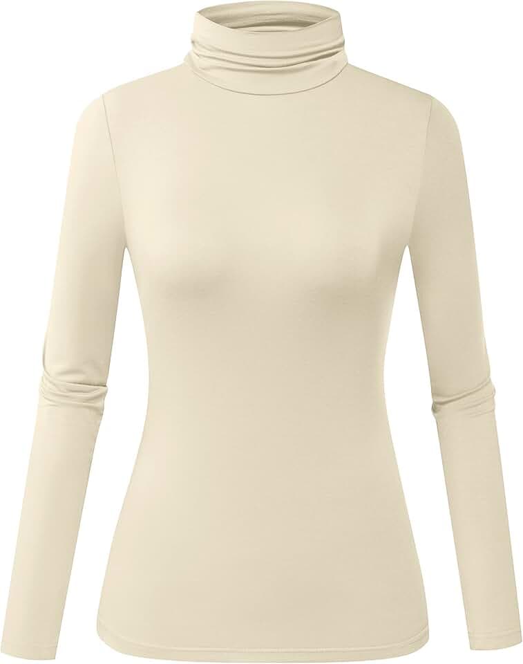 Herou Women's Long Sleeve Turtleneck Slim Fitted Active Layer Tops Shirts.