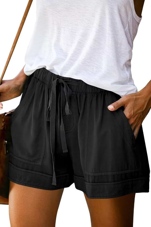 ANFTFH Womens Casual Shorts Summer Drawstring Elastic Waist Comfy Shorts with Pockets