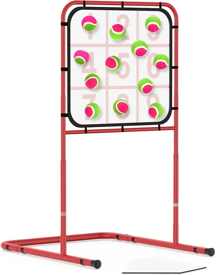 Baseball Pitching net Strike Zone Target Training Set for Softball Training Equipment 9-Square Grid Baseball Pitching Target with 12 Pratice Baseballs and Home Plate