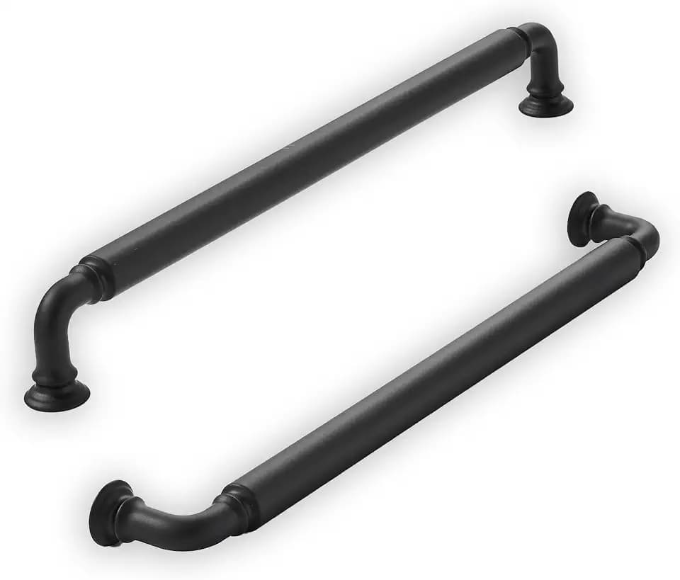 khtumeware 2-Pack Matte Black Heavy-Duty Solid Cabinet Pulls, 8 Inch (203mm) Hole Center, Drawer Pulls, Cabinet Hardware, Suitable for Kitchen Cabinets, Bathrooms and Dressers