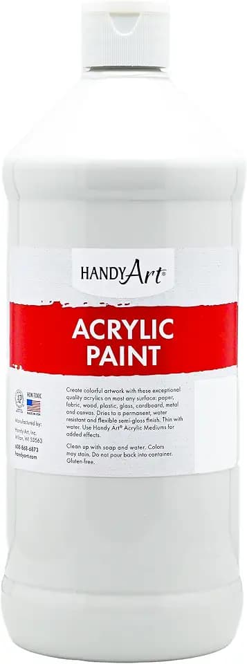 Handy Art Student Acrylic Paint, Titanium White, 32 oz Bottle, Semi-Gloss