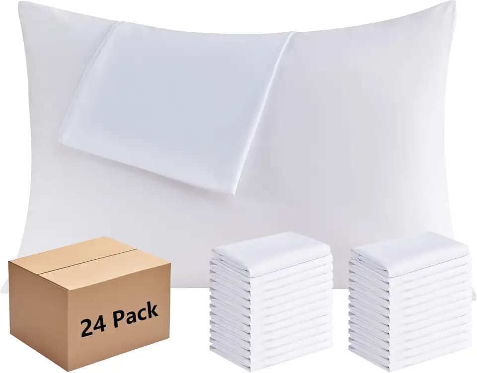 CULVE White Pillow Case Standard 24 Pack Bulk, Microfiber Pillowcase, 20x26