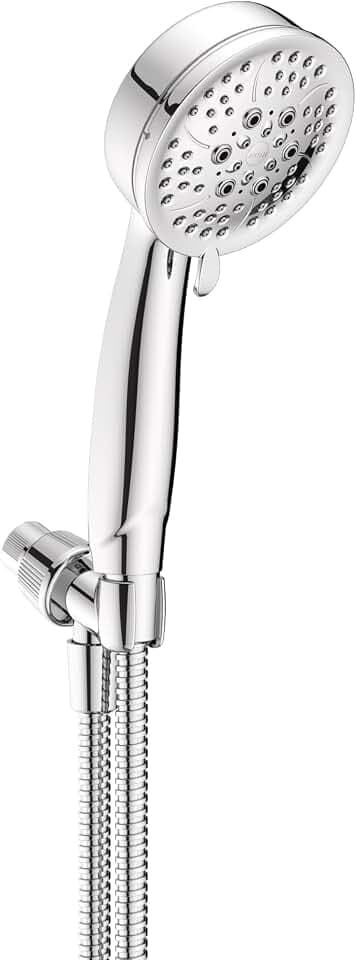 Moen 26015 Caldwell 4.25-Inch 5-Function Handheld Shower with Bracket and Hose, Chrome