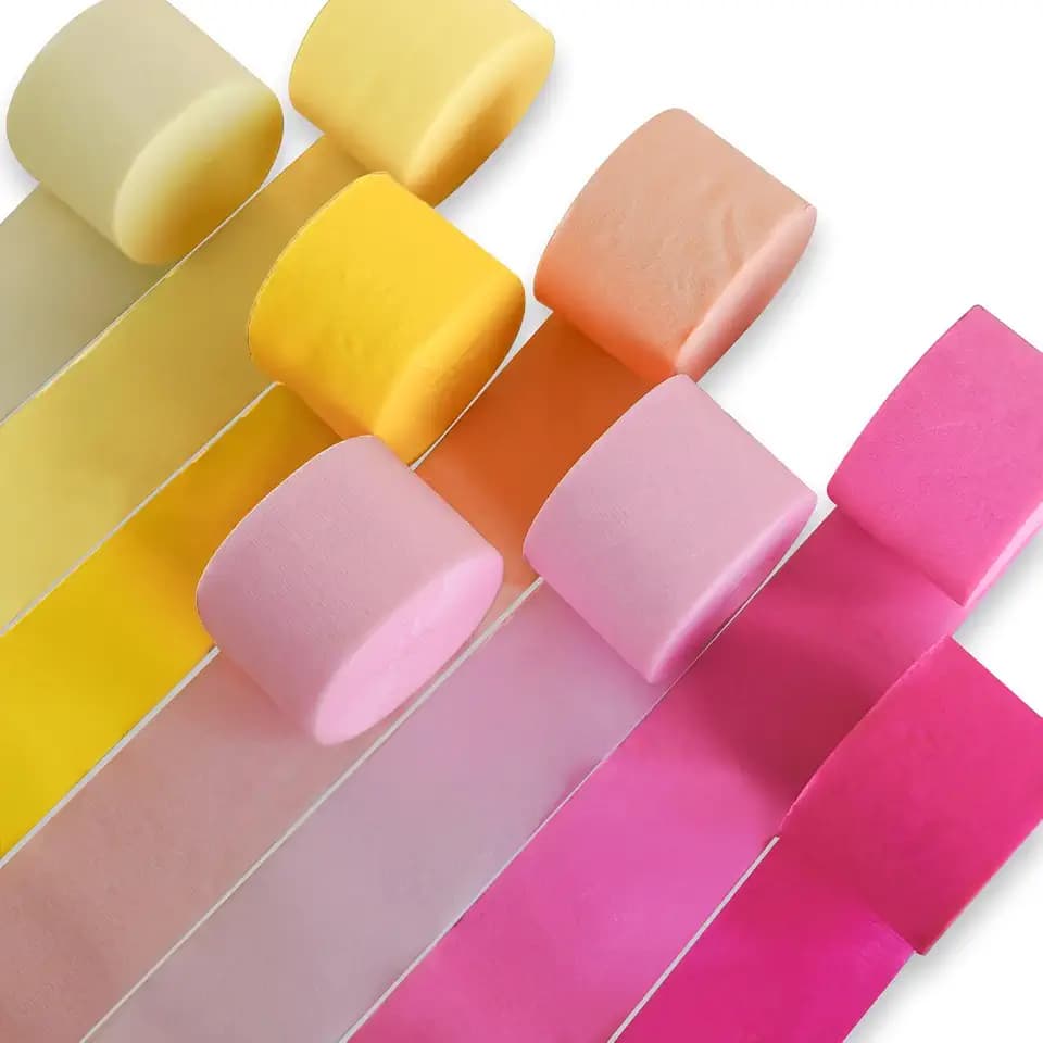 PartyWoo Pink Crepe Paper 8pcs 656 FT Peach Light Hot Dark White Streamers