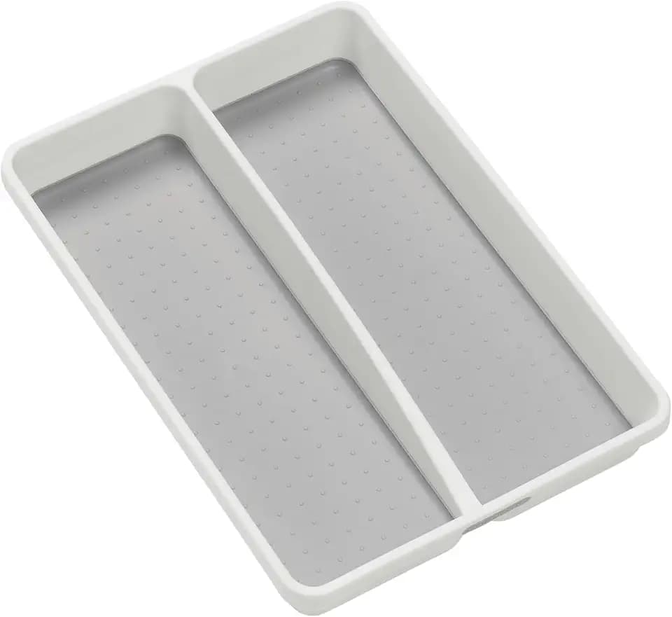 madesmart Classic 2 Compartment Compact Kitchen Tool Tray, White