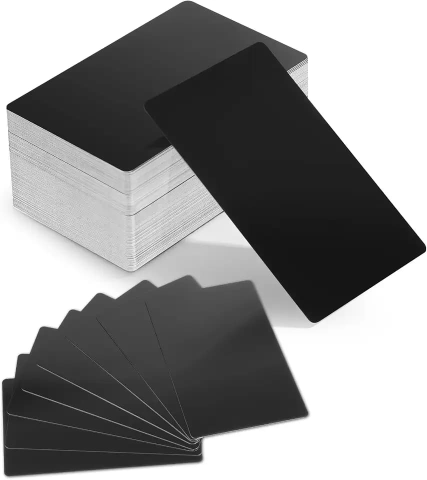 100PCS Metal Business Cards Blank, 0.45mm Thick Engraving Blanks Aluminum Businesses Card, 3.4x2.1 Inch Metals Business Multipurpose for Cards Cnc Engraver Laser Engraving DIY Card