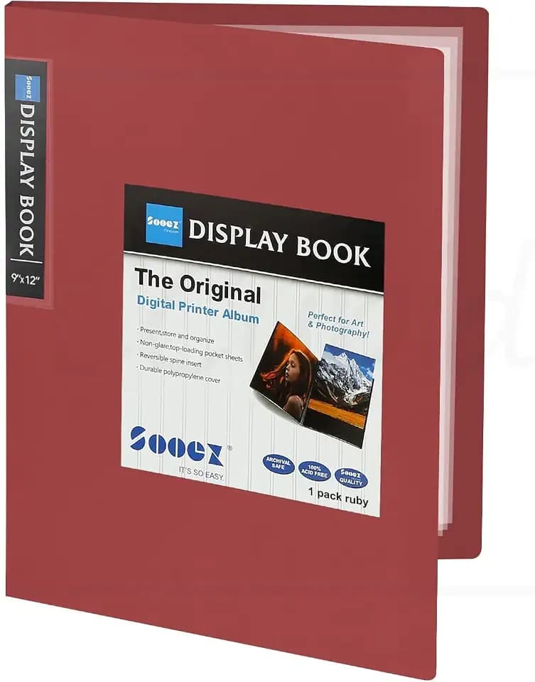 Sooez 30-Pocket Binder with Plastic Sleeves 9x12, Heavy Duty Art Portfolio