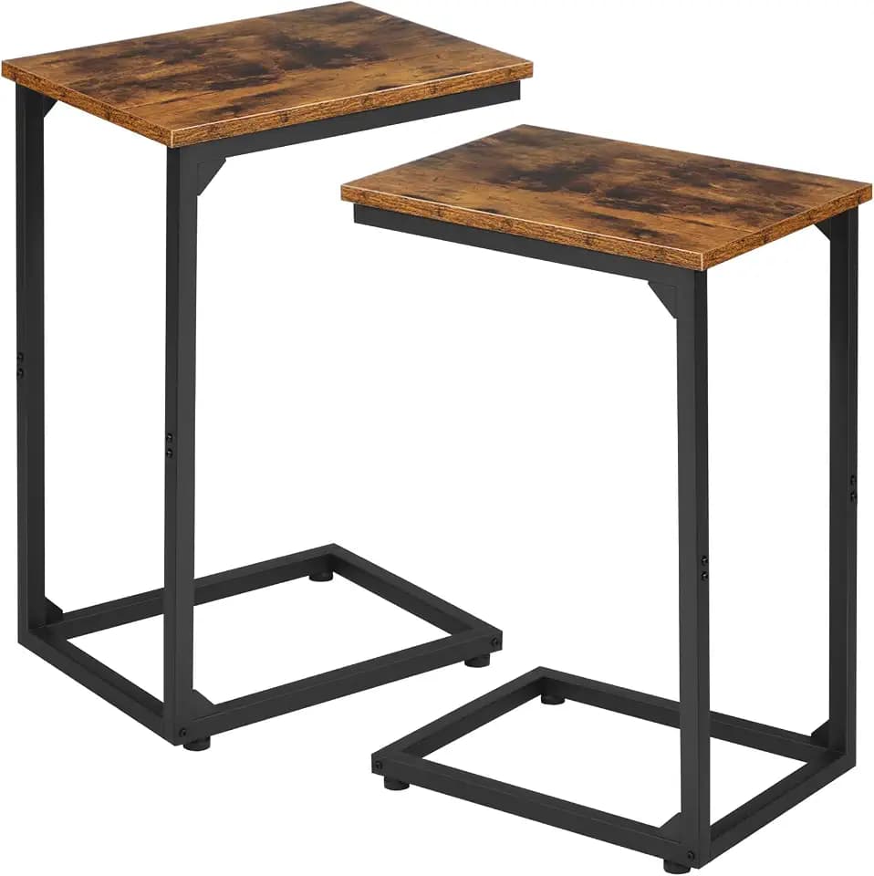 AMHANCIBLE C Shaped End Table Set of 2, Couch Side Table that Slide Under