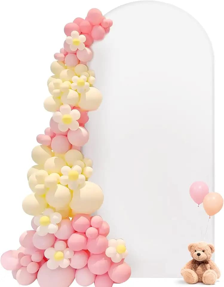 Bogen Hintergrund Abdeckung – Doppelseitiger Hochzeitsbogen Backdrop mit runder Oberseite, idealer Fotohintergrund für Hochzeit, Geburtstag, Zeremonie, Party & Bankett Dekoration (Weiß, 1x2m)
