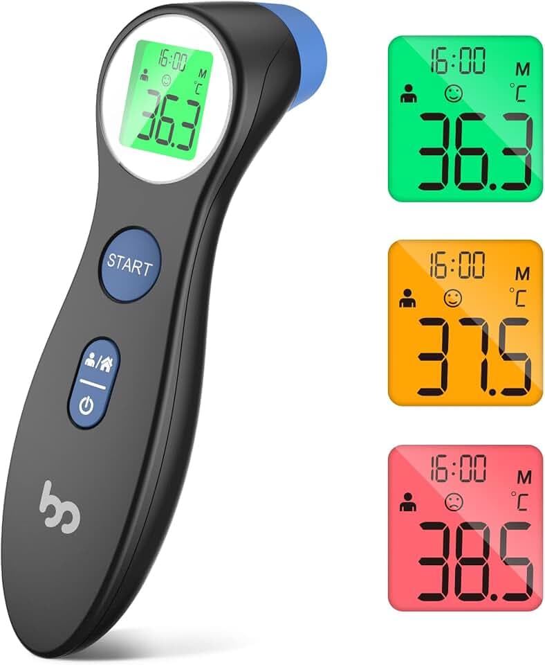 femometer Fieberthermometer für Babys, Kinder und Erwachsene, kontaktloses Stirnthermometer Infrarot Thermometer mit sofortiger genauer Ablesung, Fieberalarm (schwarz)