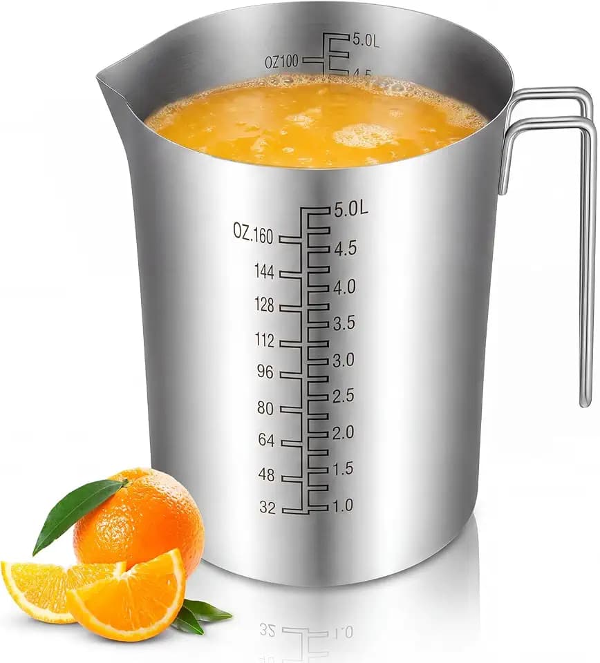 5L Stainless Steel Measuring Pitcher, 169oz 304 Metal Measuring Cup