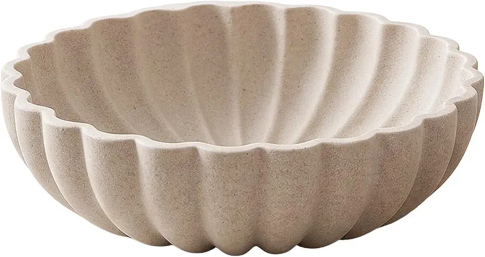 Large Decorative Fruit Bowl, Snack Candy Bowl, Flower Beige
