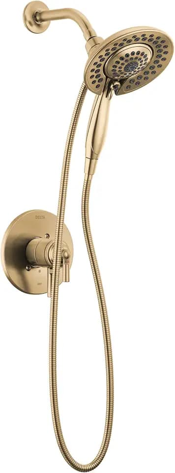 Delta Saylor 17 Series Brushed Gold Dual-Function Shower Faucet Set with In2ition 2-in-1 Dual Shower Head with HandHeld Spray Combo, Valve Trim Kit, Champagne Bronze T17235-CZ-I (Valve Not Included)