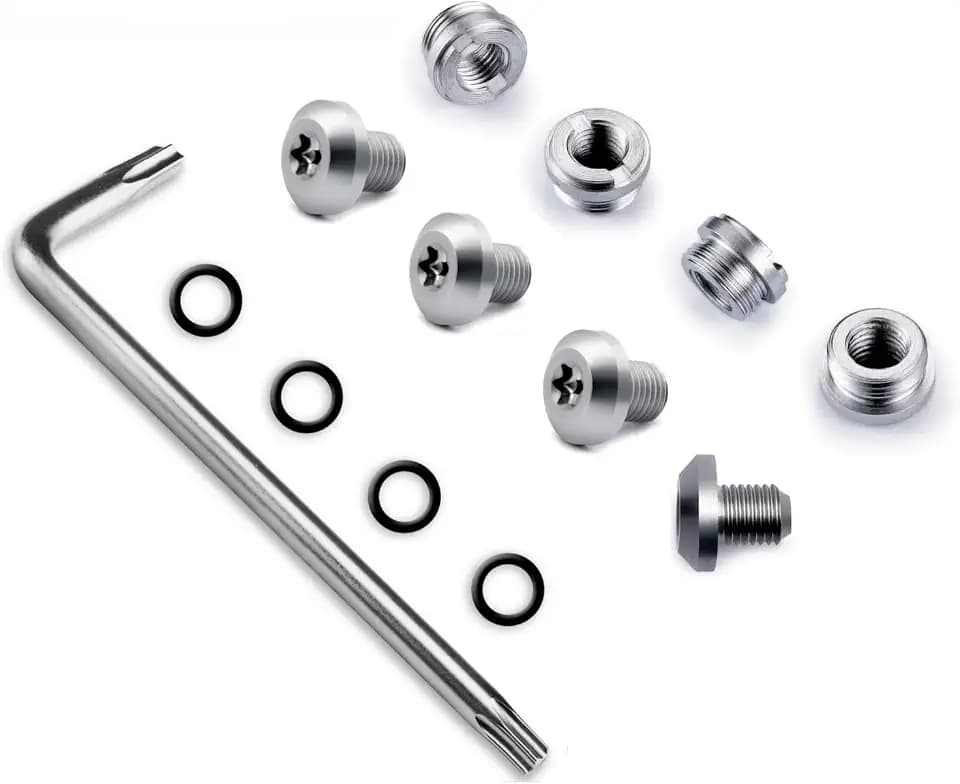 Guuun 1911 Grip Screws Bushings, T10 Torx Key, 4 O Rings, Stainless Steel Silver
