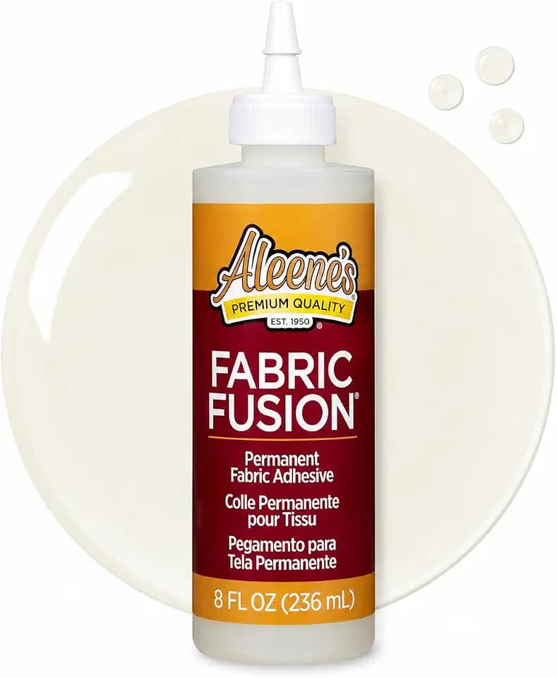 Aleene's Fabric Fusion Glue 8 fl oz, Permanent and Washable Adhesive, No-Sew Fabric Glue for Clothing, Denim, Polyester, Cotton, Flannel Materials, Dries Flexible