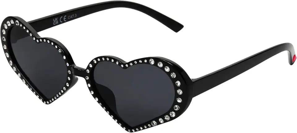 Betsey Johnson Women's Glam & Glitter Sunglasses Heart, Black, 56 mm
