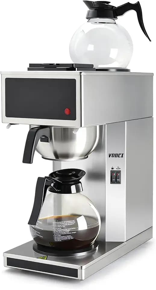 VONCI 12-Cup Commercial Drip Coffee Maker, 2 Carafes, 2 Warmers, Stainless