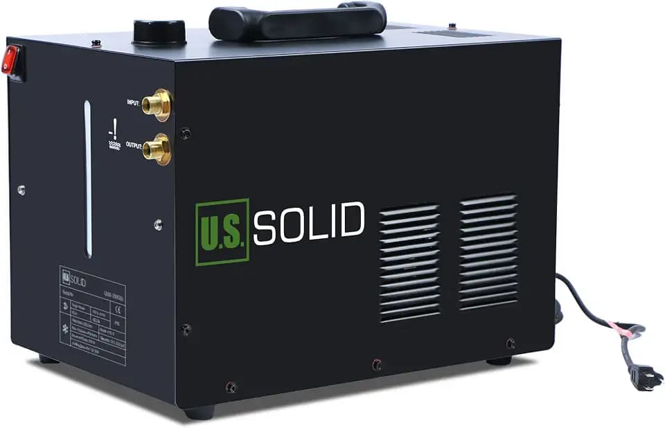 U.S. Solid 12 L Welder Water Cooler, TIG MIG Torch Cooling Machine, Wind-Tunnel Heat Dissipation 1.7 kW, Vortex Pump 7.5 L/min, Transparent Window, Leak-Free, AC 110 V