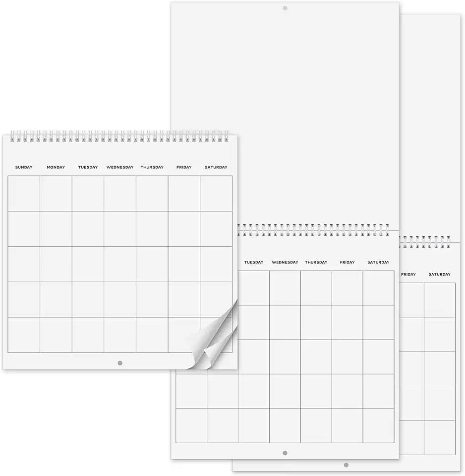 Kolldenn 2 Pcs Blank Wall Calendar Sheets DIY Scrapbook,White