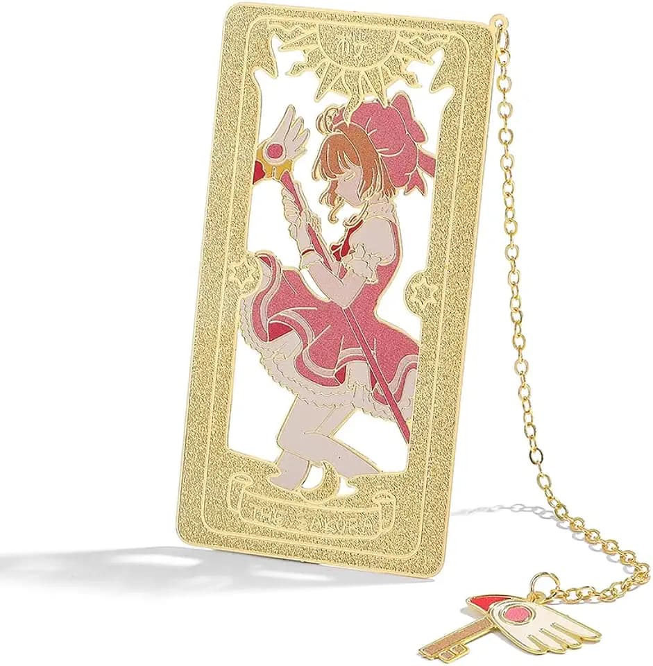 Anime Magical Girl Hollow Metal Bookmark with Pendant, 1 Piece