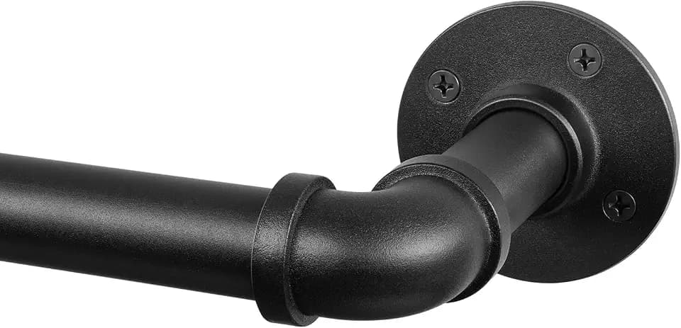 Rose Home Fashion 1” Wrap Around Blackout Curtain Rod, 168-240 Inch, Black