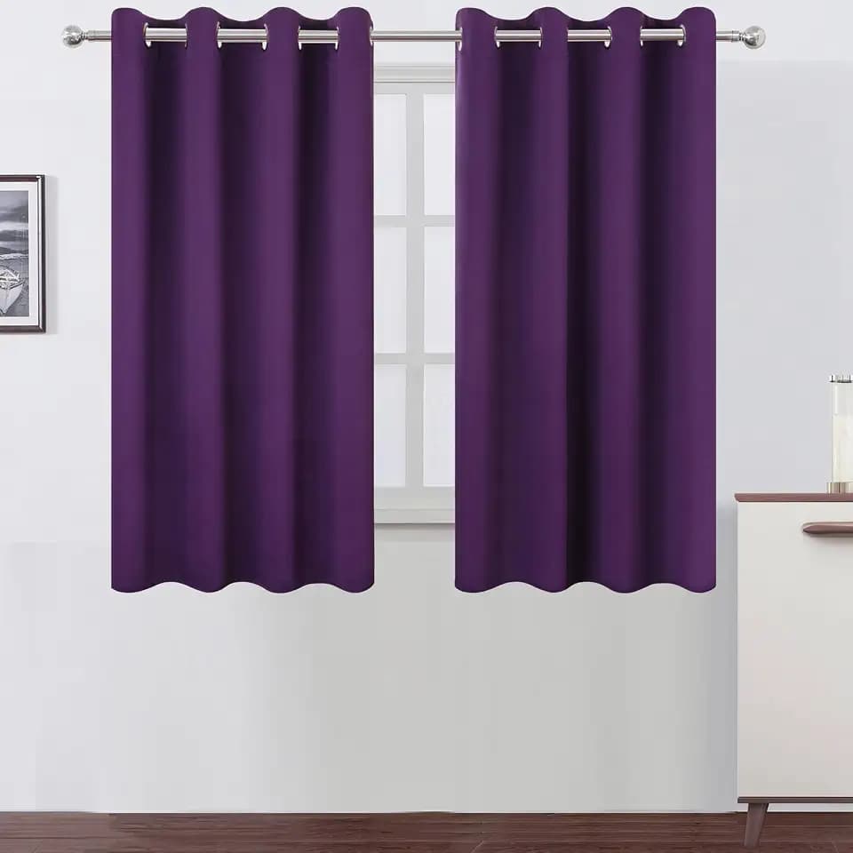 LEMOMO Blackout Curtains 66 x 54 Inch Long Purple Curtains Set of 2 Panels Room Darkening Curtains for Bedroom and Living Room