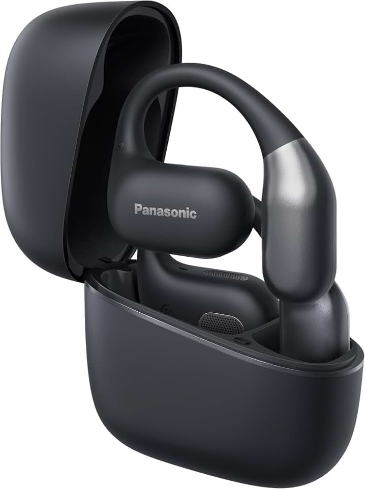 Panasonic RB-F10DE-K Open-Ear kabellose Kopfhörer, Bluetooth 5.4 Kopfhörer mit ENC Mikrofon, 25 Std. Wiedergabe, IPX4 Sport Kopfhörer, Touch-Bedienung, Schwarz