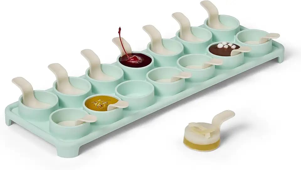 Rabbit Jelly Shots Edible Cocktail Maker, Silicone Jello Shot Mold with Reusable Spoons, Includes Cocktail Recipes, Makes 14 Boozy Jelly Shots, 14.5 x 1.5 x 5.3 Inch