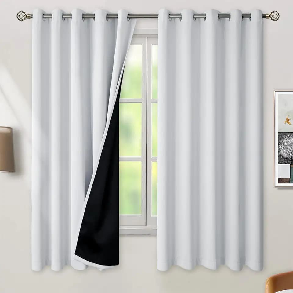 BGment Greyish White Blackout Curtains for Bedroom 60 x 63 Inch, 2 Panels