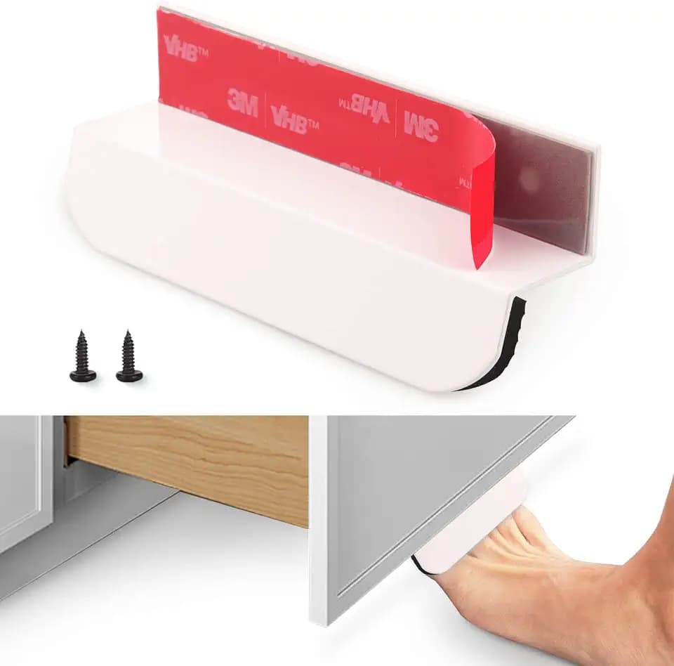 RVPEKUPE 2-Pack Under Cabinet Foot Pull for Trash Drawer, White 4"