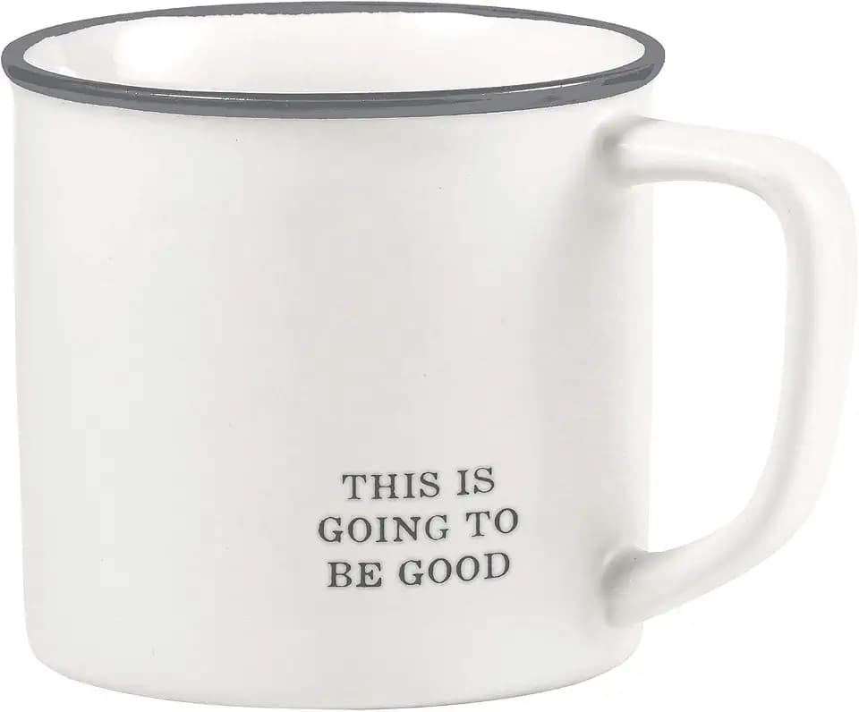 Santa Barbara Design Studio Black and White Coffee Cups Face-to-Face Designs Stoneware Mug, 16-Ounce, Going Good