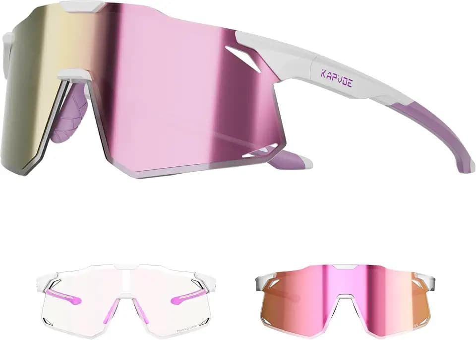 KAPVOE Photochromic Cycling Glasses Clear Mountain Bike Sports Sunglasses Men Women Transition MTB Triathlon K347