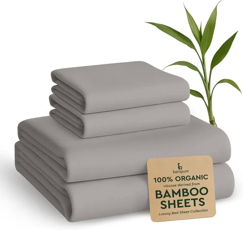 BAMPURE 100% Rayon from Bamboo Sheets Queen Size - 4pc Cooling Sheets Queen