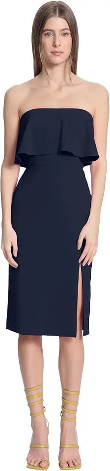 Donna Morgan Women's Women's Dresses Strapless Flounce Top Dress with Side Front Skirt Slit