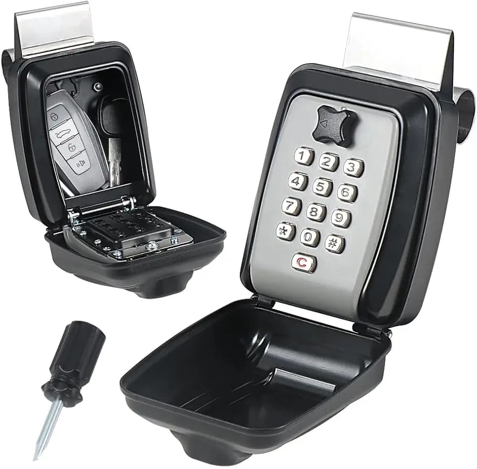 Car Window Punch Button Lock Box, Black Portable Car Key Lock Box