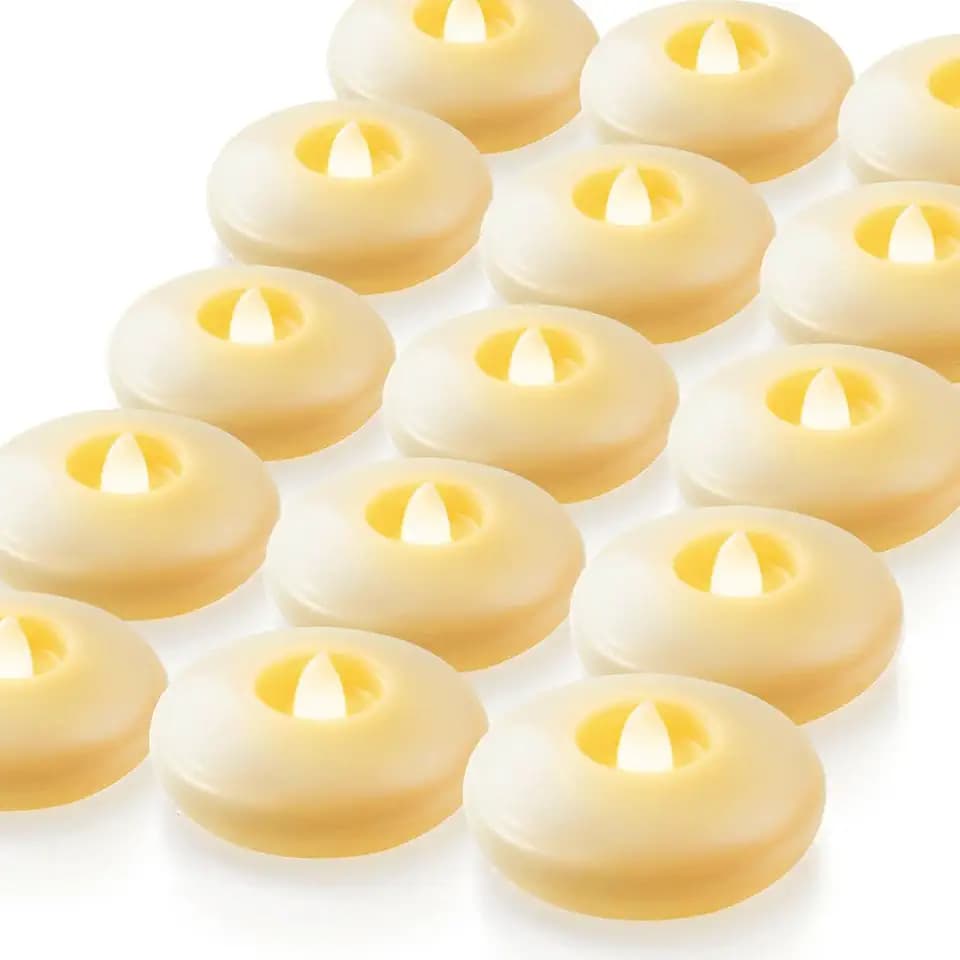Homemory 24Pack 3" Ivory Flameless Floating LED Candle, Waterproof Tealight