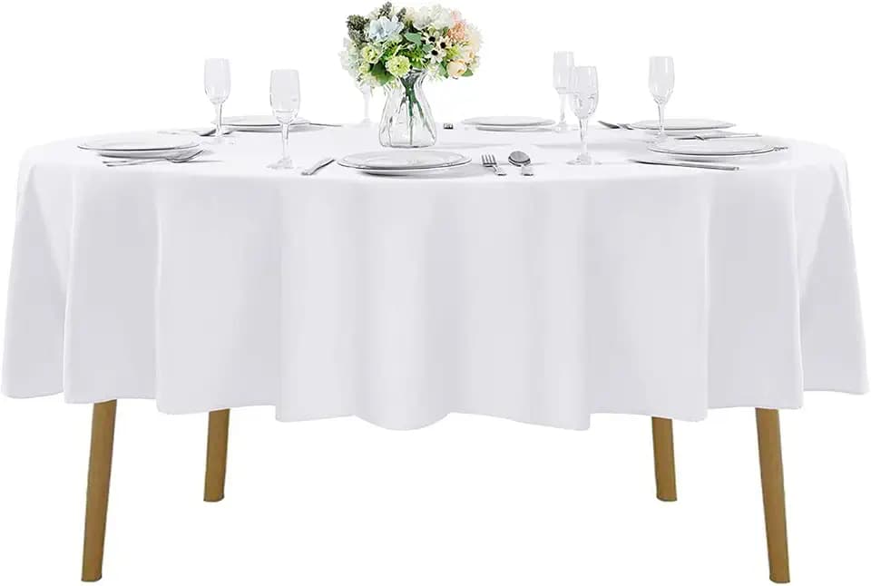 Cupuamon 70 inch Round Tablecloth Washable Polyester Table Cloth Decorative Table Cover for Wedding Party Dining Banquet(6 Pack 70 inch,White)