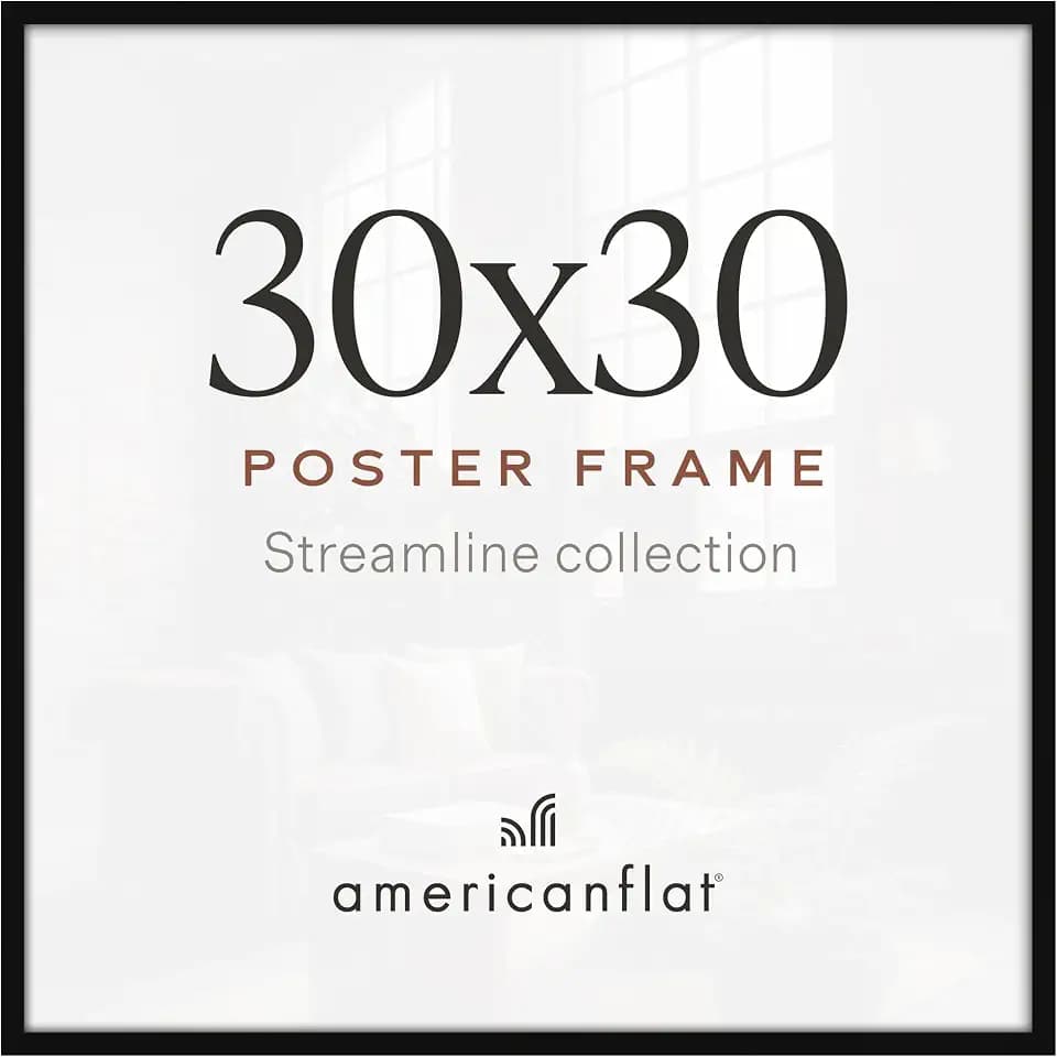 Americanflat 30x30 Poster Frame - Slim Molding - Black