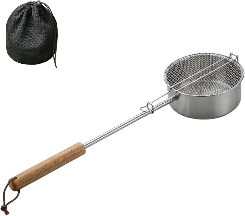 Begatter Non-Toxic Stainless Steel Campfire Popcorn Popper, 1.7 Quart