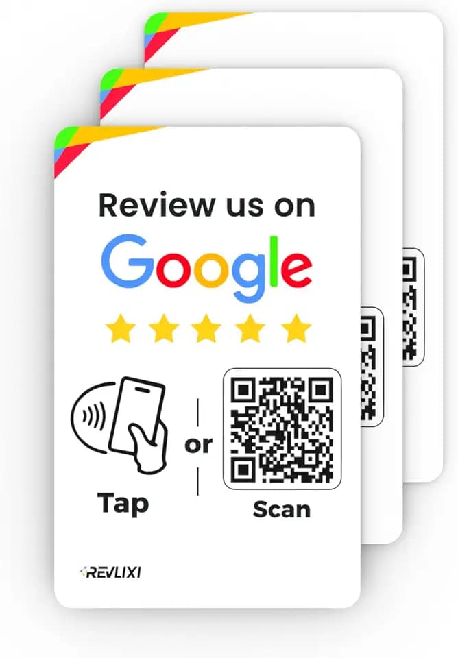 Google Review Tap Card (3-Pack) - Boost Reviews w/Reusable Google Review Card & QR Code - No App or Subscription - Compatible with iPhone & Android -Boost Google Reviews with our Google Card