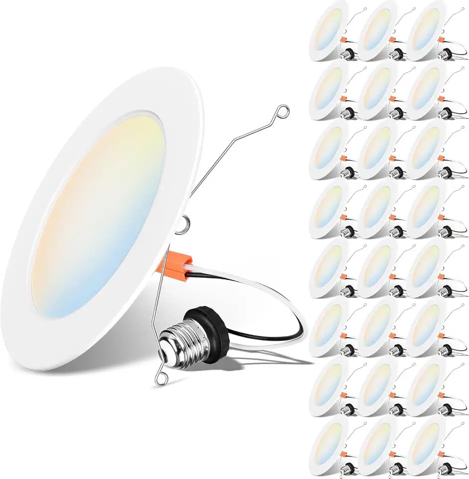 LVWIT 6 Inch Recessed Lights, 5CCT LED Can Lights, Dimmable, 24 Pack,White