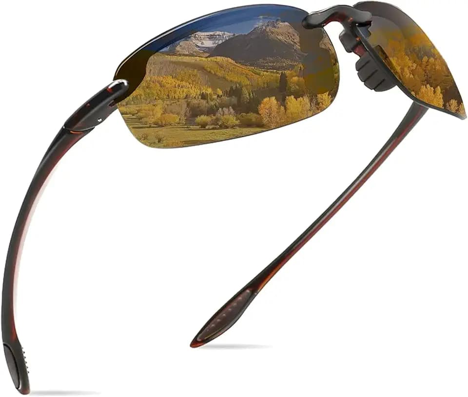 WISTON Sports Polarized Sunglasses for Men Women Tr90 Rimless Frame for Running Fishing Baseball Driving W8001