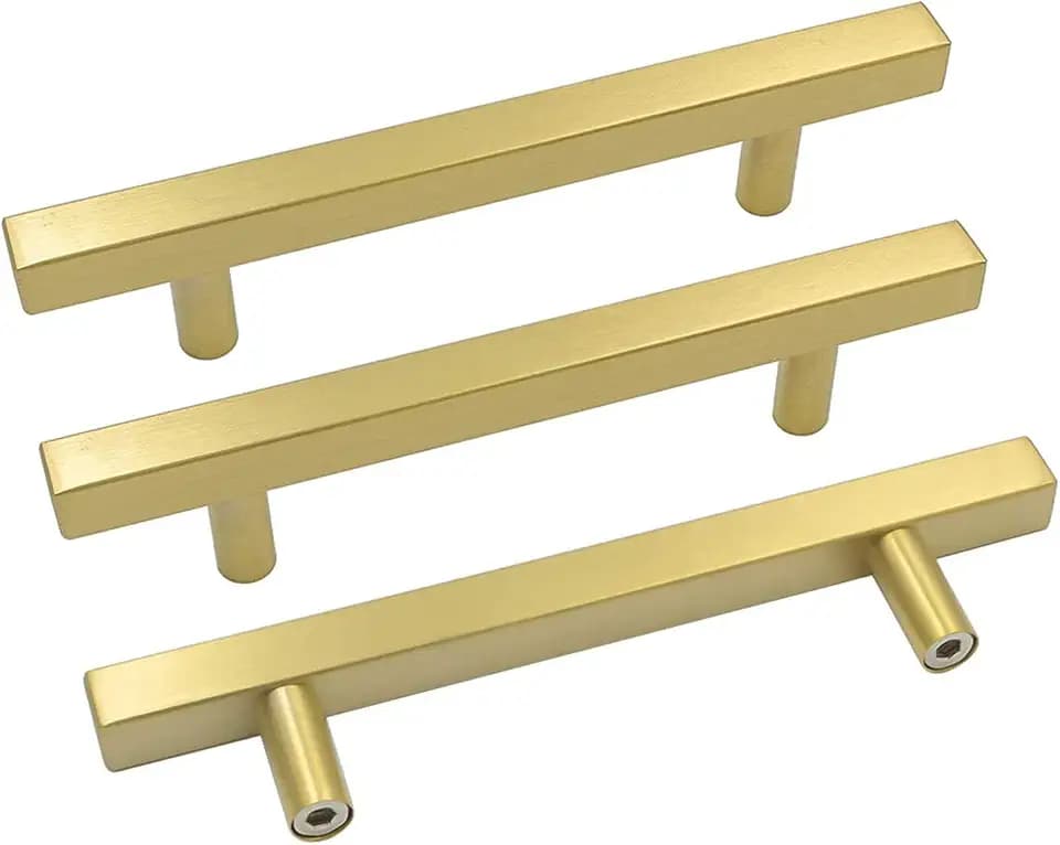 Goldenwarm 10 Pack 6-1/4 Inch Gold Cabinet Handles Brass Kitchen Pulls