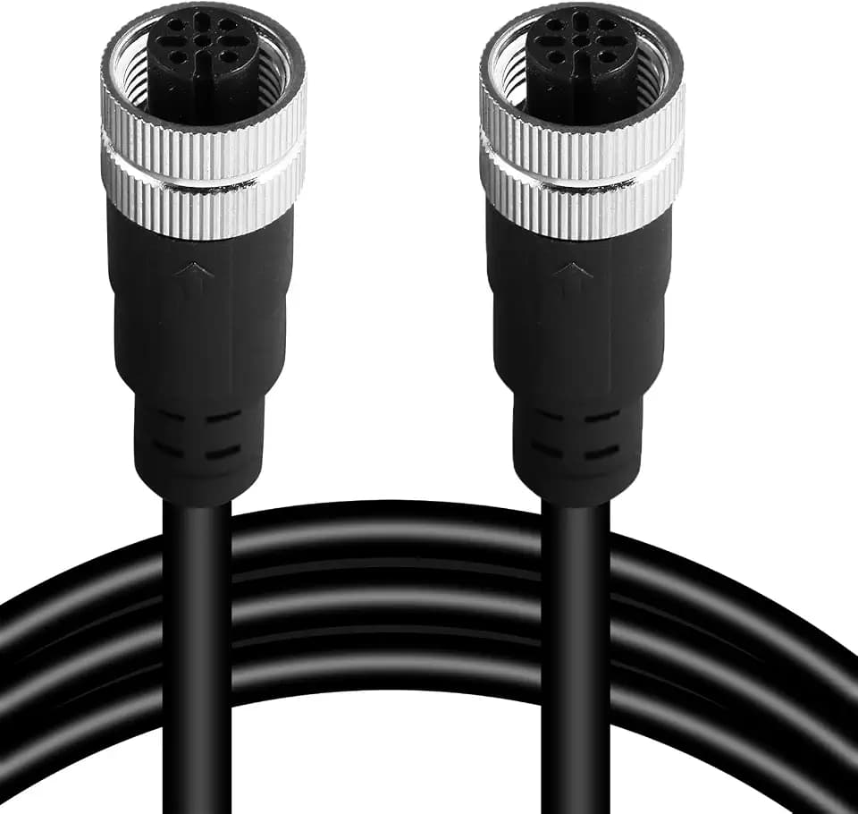 M12 5-Pin Double Female Connector Cable – Industrial Waterproof Sensor Extension Wire, A-Coded Safe Signal Cord for Automation, Robotics, Machinery