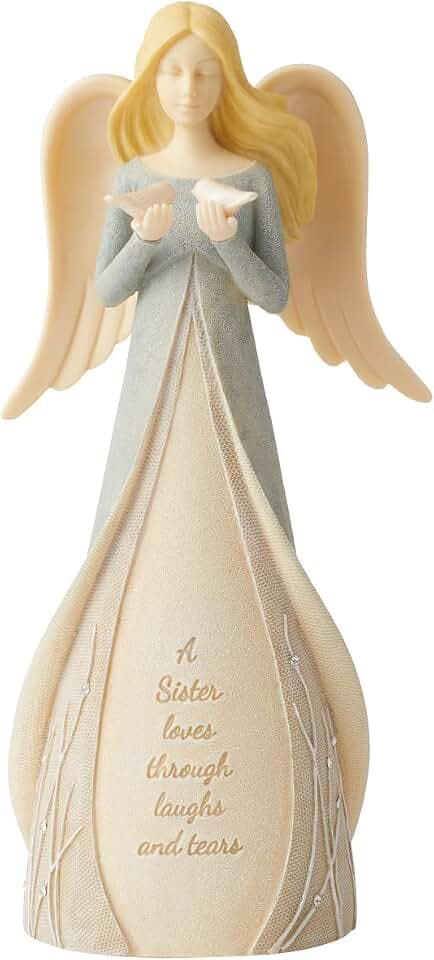 Enesco Foundations Sister Laughs and Tears Dove Angel Figurine, 7.5 Inch, Multicolor