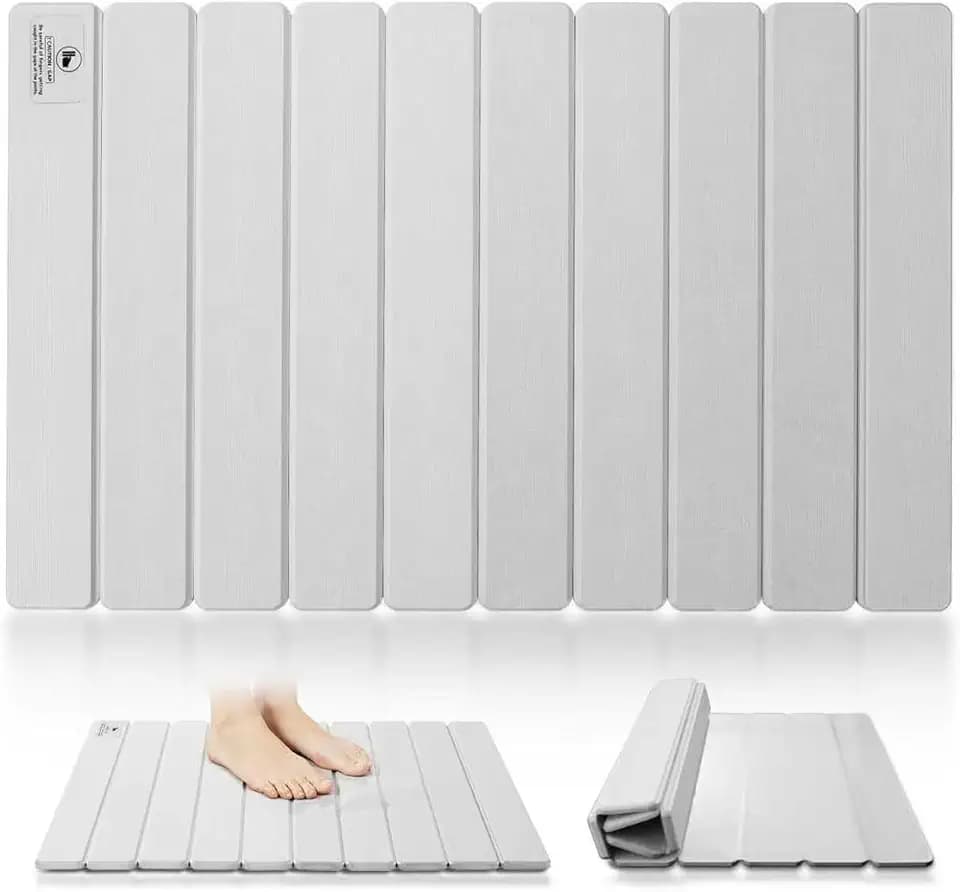 Stone Bath Mat, Gray Square, Diatomite
