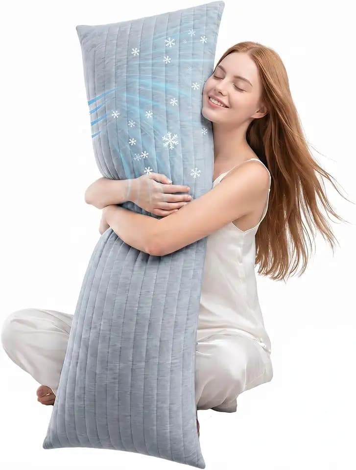 Swift Home Cooling Body Pillow, 20x54 Inch, Cool-to-Touch Reversible, Gray
